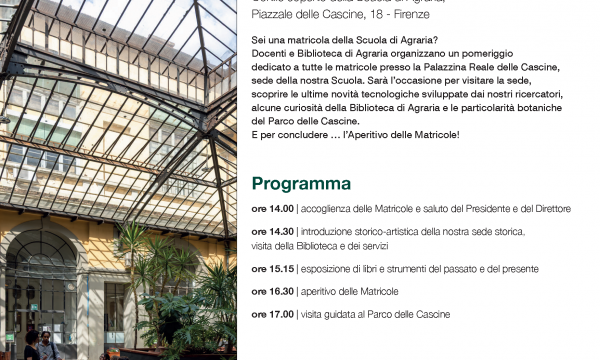Pomeriggio dedicato alle Matricole Triennali 2026 della  Scuola di Agraria!