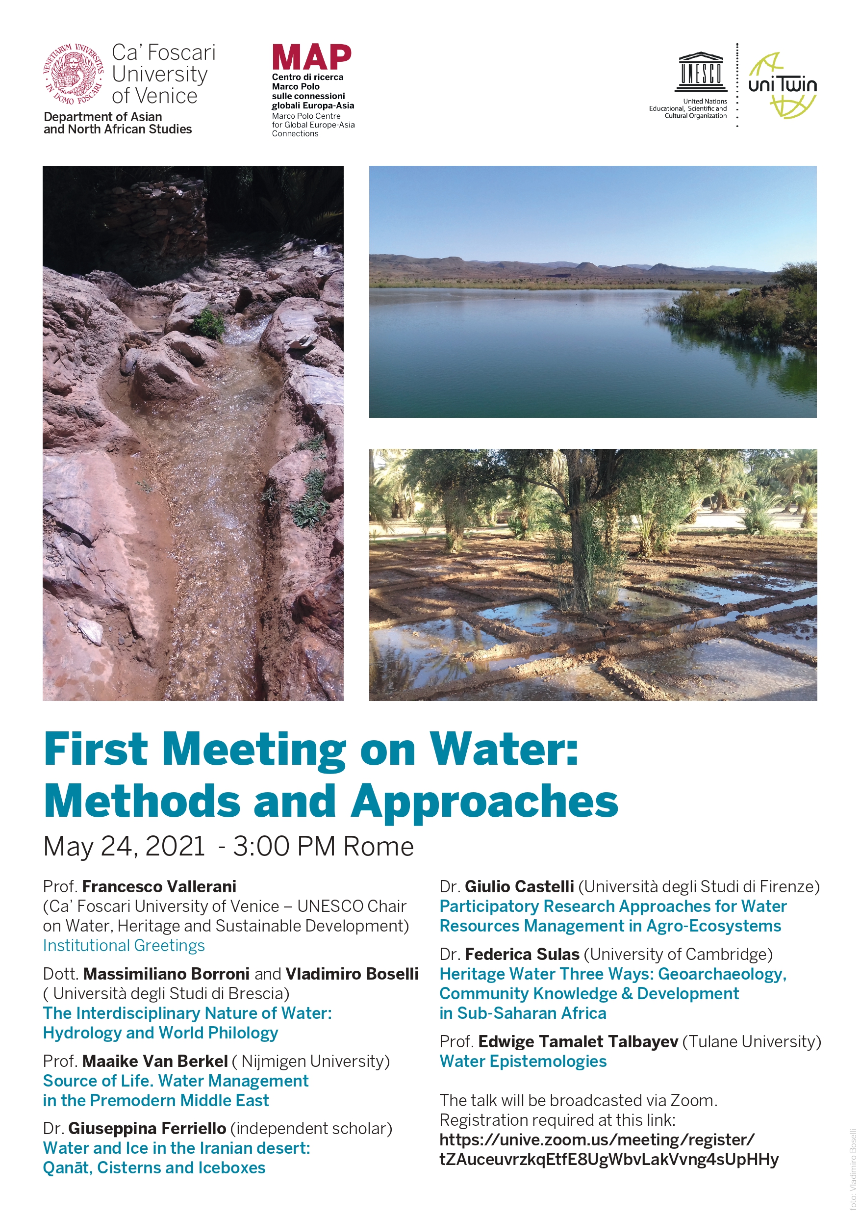 First meeting on water: Methods and approaches
